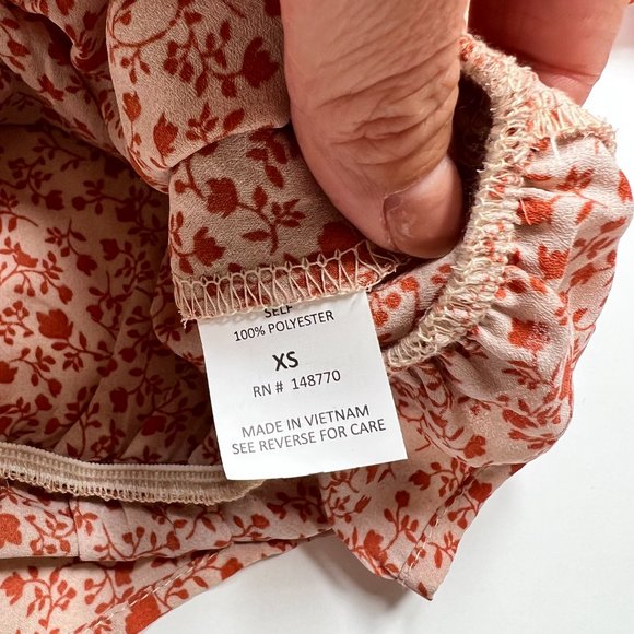 NWT Sienna Sky Orange Floral Peplum Ruffle Hem | Front Tie | Boho Style - Picture 9 of 9